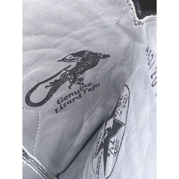 Los Altos Genuine Lizard Teju Cowboy Boots Men’s Sz 7.5 Black Pull On Snip Toe - Picture 8 of 16